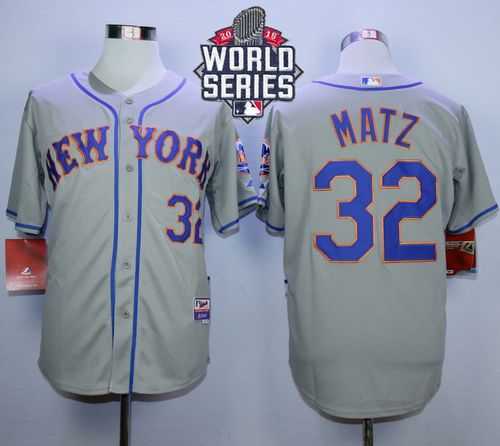 New York Mets #32 Steven Matz Gray Road Cool Base 2015 World Series Patch Stitched MLB Jersey,We sell and wholesale New York Mets #32 Steven Matz Gray Road Cool Base 2015 World Series Patch Stitched MLB Jersey on line form chian!